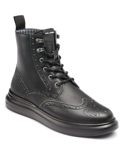 Karl Lagerfeld Men's Side Zip Wingtip Boot