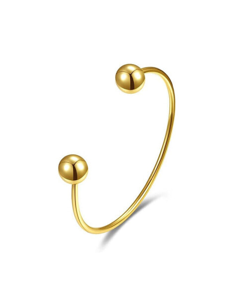 Gigi Girl Teens/Young Adults 14k Yellow Gold Plated Ball Capped Open Cuff Bangle Bracelet