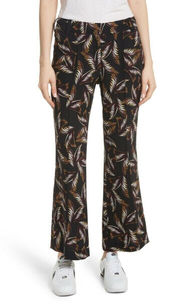 Women's A.l.c. Felix Print Silk Crop Flare Pants, Size 2 - Black 153327