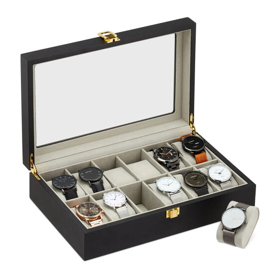 Хранение вещей Relaxdays Uhrenbox mit 12 Fächern