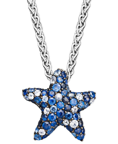 EFFY Collection sapphire Splash by EFFY® Multicolor Sapphire Pave Starfish Pendant Necklace in Sterling Silver (2-3/4 ct. t.w.)