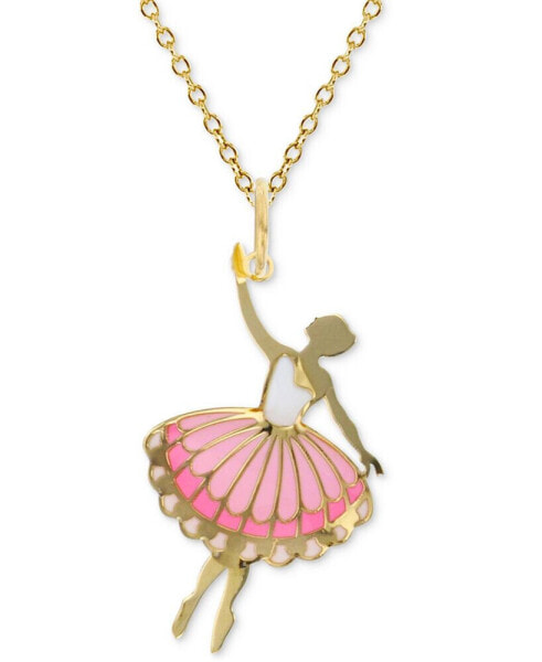Macy's enamel Ballerina 18" Pendant Necklace in 14k Gold