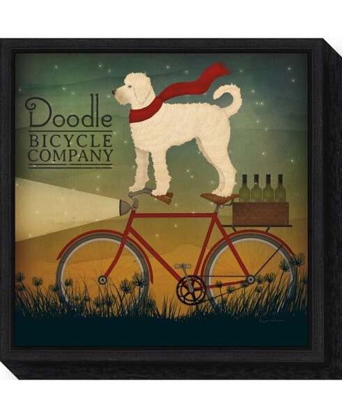 White Doodle on Bike Summer by Ryan Fowler Canvas Framed Art