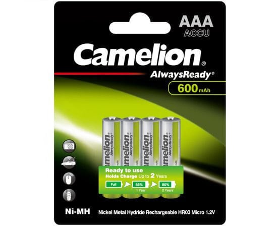 Camelion Akku AlwaysReady Micro AAA 600mA 4 St. - Akku - Micro (AAA) - Rechargeable battery - AAA - 1.2 V - 4 pc(s) - 600 mAh - Silver