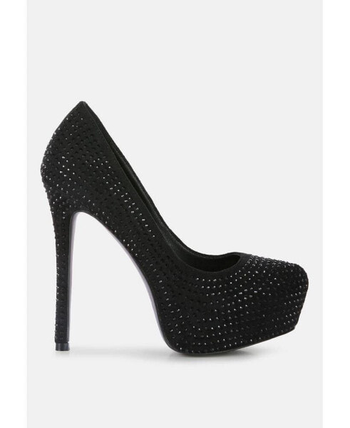 Clarisse diamante faux suede high heeled pumps