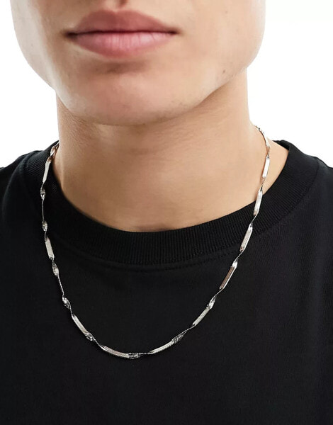 ASOS DESIGN waterproof stainless steel chain necklace in silver