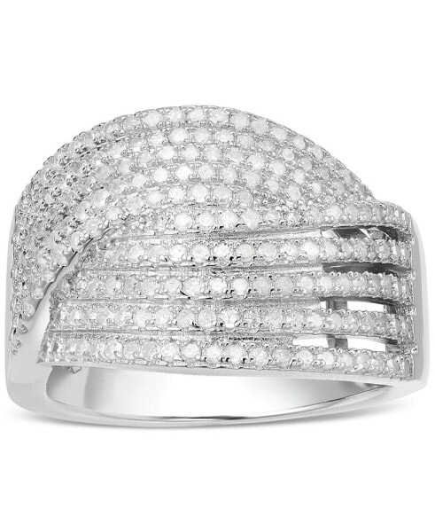 Diamond Multirow Crossover Ring (3/4 ct. t.w.) in Sterling Silver