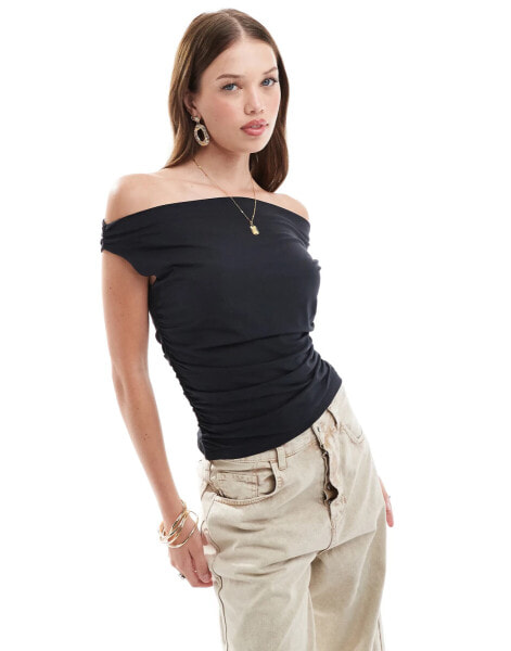 Abercrombie & Fitch ruched top in black