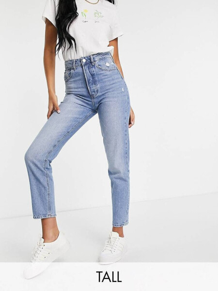 Джинсы женские Stradivarius Mom-Jeans в винтажном стиле, средне-синие