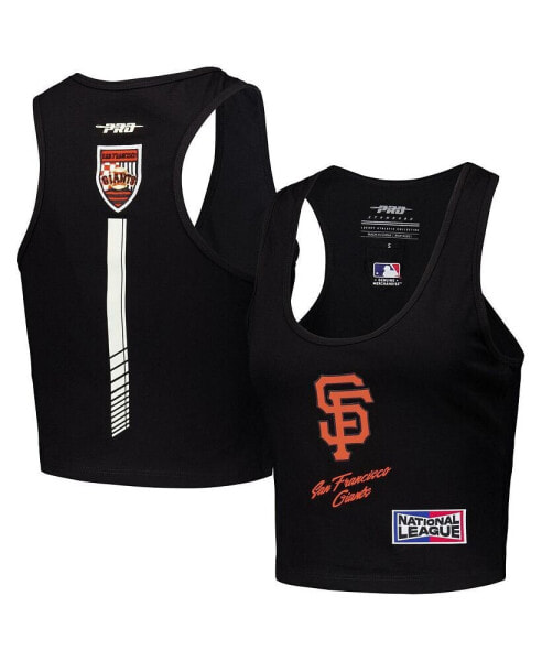 Women's Black San Francisco Giants Fast Lane Fitted Tri-Blend Cropped Tank Top