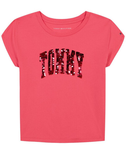 Big Girls Arch Flip-Sequin Cotton Graphic T-Shirt