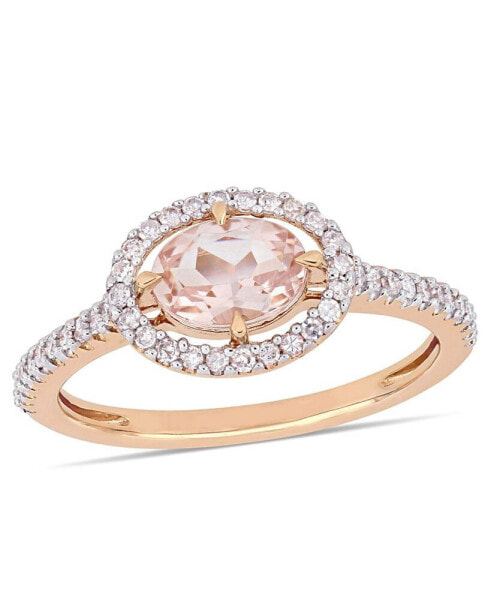 Кольцо Macy's Morganite and Diamond Halo