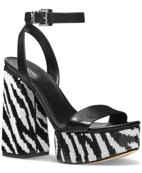 Women's Ashton Zebra Sequin High Heel Platform Sandals