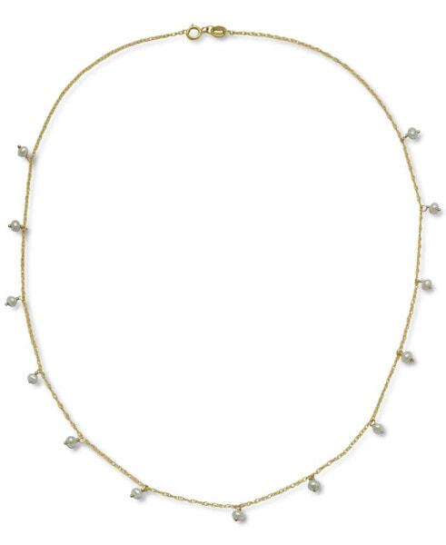 Macy's cultured Freshwater Pearl (3mm) Dangle 18" Statement Necklace in 14k Gold