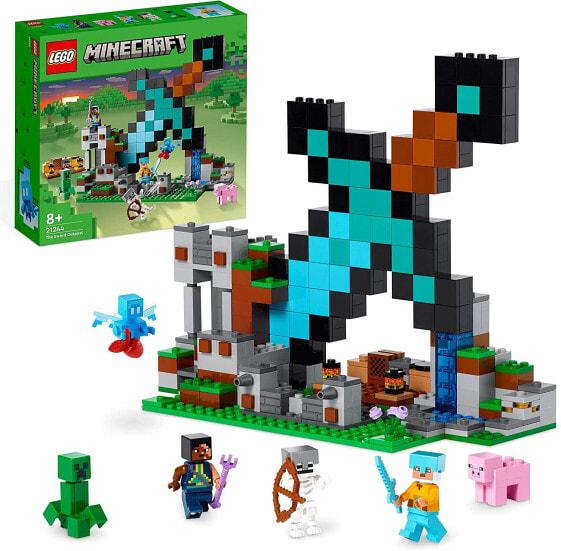 LEGO Minecraft 21244 The Sword Outpost Set, Toy with Creeper, Soldier, Guard Warrior and Skeleton Figures, Set for Boys and Girls from 8 Years