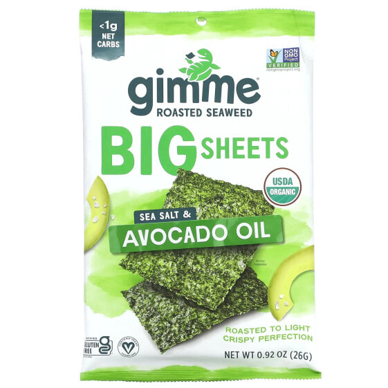 Roasted Seaweed, Big Sheets, Sea Salt & Avocado Oil, 0.92 oz (26 g)