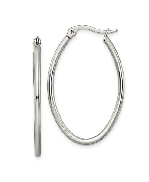 Stainless Steel Polished Oval Hoop Earrings