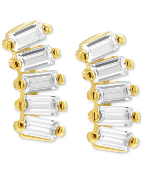 14k Gold-Plated Baguette Crystal Climber Earrings