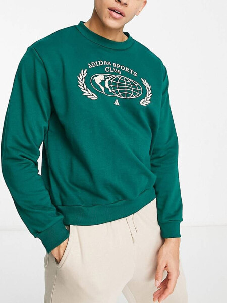 adidas Training Sports Club graphic sweatshirt in green