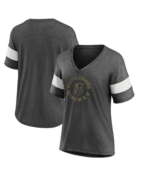 Women's Heather Charcoal Vegas Golden Knights Special Edition 2.0 Ring The Alarm V-Neck T-shirt