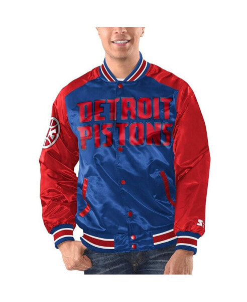 Men's Royal, Red Detroit Pistons Renegade Satin Full-Snap Varsity Jacket
