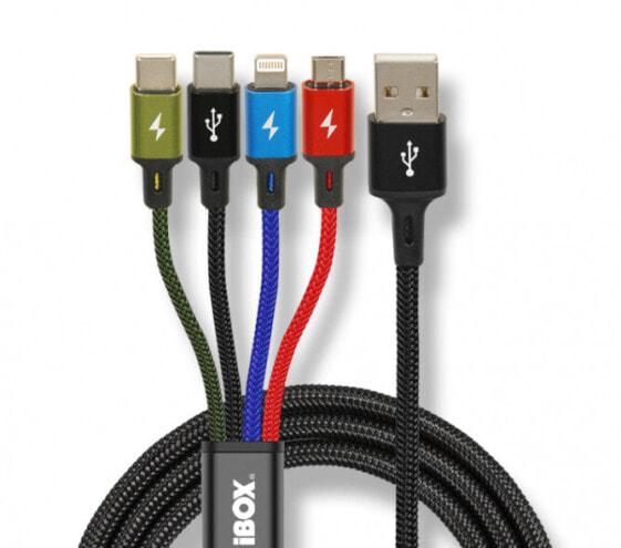 Кабель зарядки iBOX Universal 4 в 1 I-BOX USB IKUM4W1 - Micro-USB A - 2 x USB C - Многоцветный