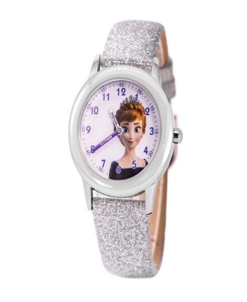 Girl's Disney Frozen 2 Anna, Elsa White Leather Strap Watch 32mm