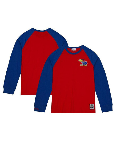 Футболка с длинным рукавом Mitchell&Ness Красная Kansas Jayhawks Legendary Slub Raglan для мужчин