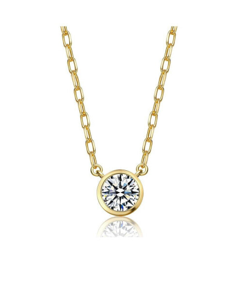 Elegant Clear Cubic Zirconia Round Stud Necklace