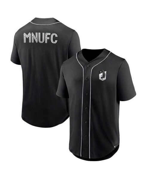 Men's Black Minnesota United FC Third Period Fashion Baseball Button-Up Jersey