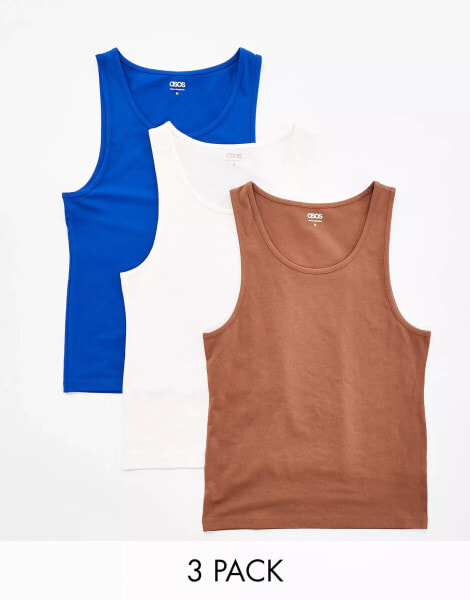 ASOS DESIGN 3 pack muscle vests in multiple colours