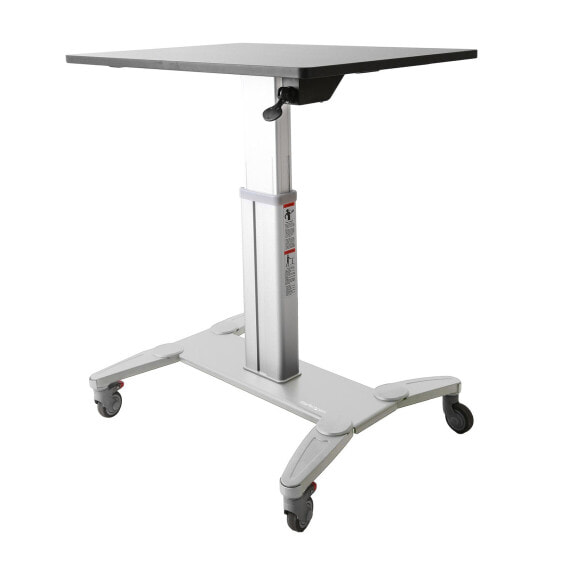 Mobile Standing Desk - Portable Sit Stand Ergonomic Height Adjustable Cart on Wheels - Rolling Computer/Laptop Workstation Table with Locking One-Touch Lift for Teacher/Student - Black - Silver - 750 - 1150 mm - 4 wheel(s) - 50 kg - CE - 24 kg