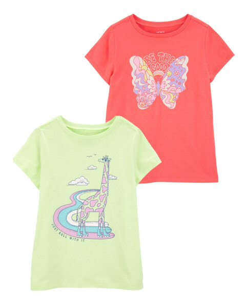 Kid 2-Pack Butterfly & Giraffe Graphic Tees M