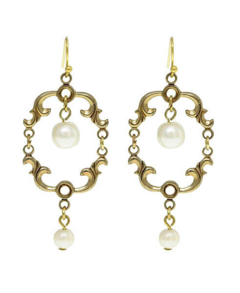 14K Gold-tone Pear Drop Wire Earring