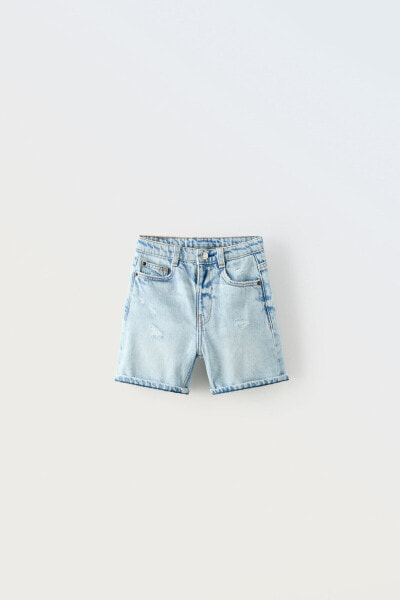 Ripped denim bermuda shorts