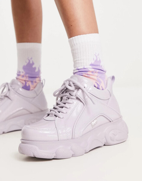 Buffalo vegan cloud chai platform trainers in purple patent