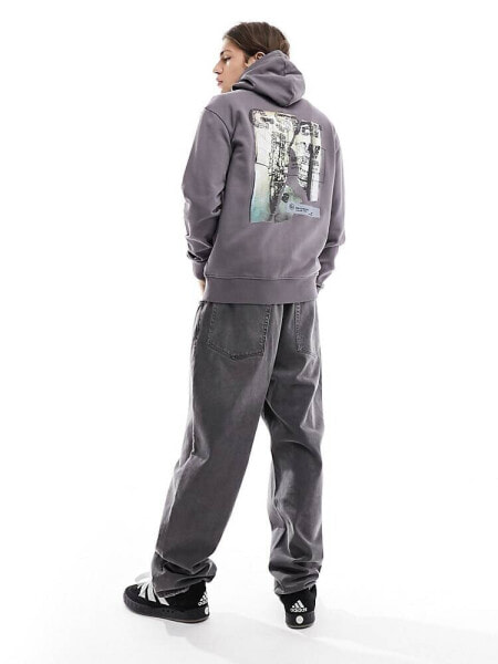 G-Star HD pullover hoodie in grey with chest and back print