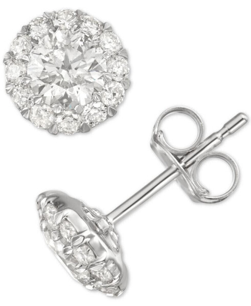 Diamond Cluster Stud Earrings (1 ct. t.w.) in 14k White Gold