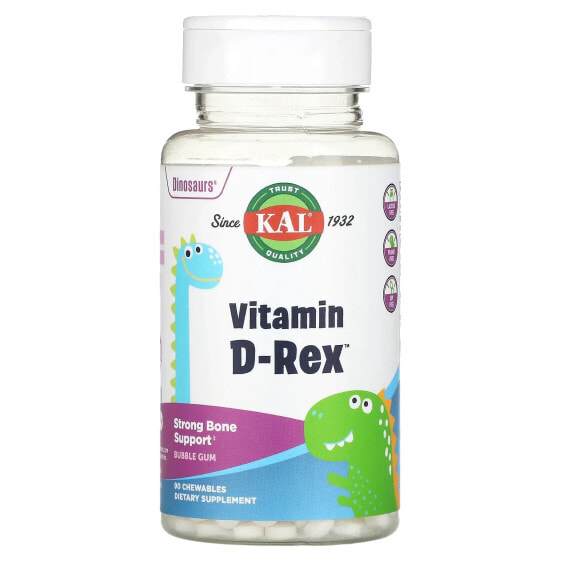 Витамин D KAL Динозавры, Витамин D-Rex, Жвачка, 90 жевательных таблеток