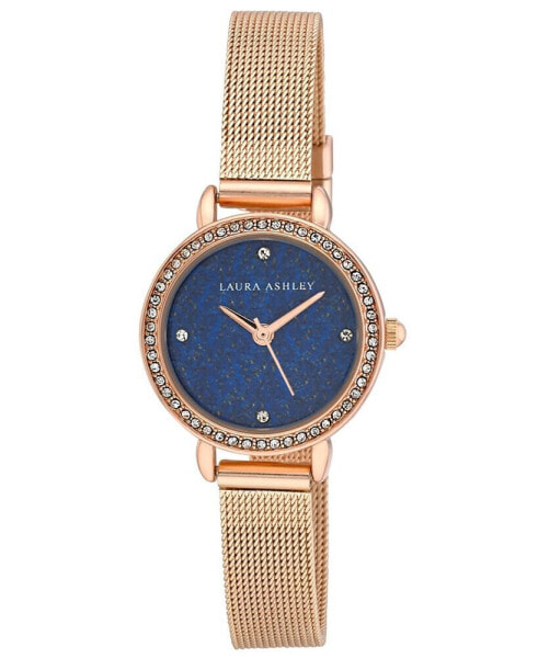 Women's Gemstone Rose Gold-Tone Alloy Mesh Bracelet Watch 26mm
