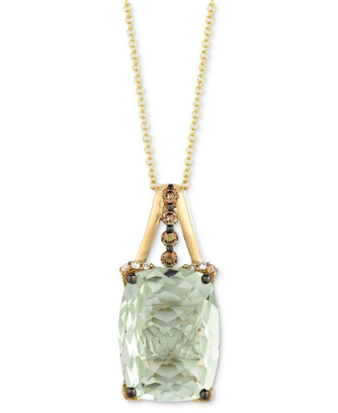 Mint Julep Quartz (9-3/4 ct. t.w.) & Diamond (1/3 c.t t.w.) 18" Pendant Necklace in 14k Gold