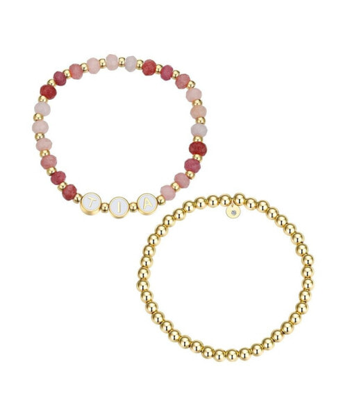 Multi Pink Quartz Tia Stone and Beaded Stretch Bracelet Set