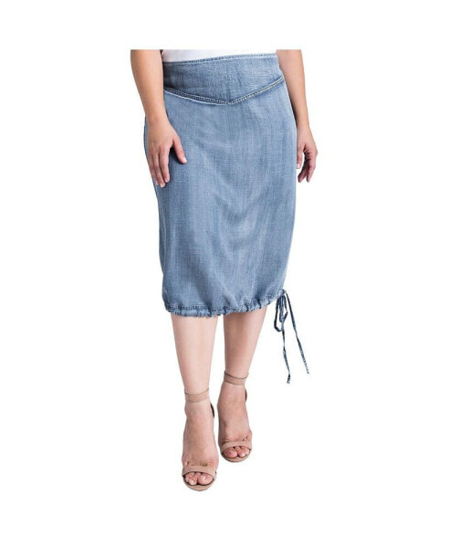 Юбка джинсовая из Tencel с регулируемыми подолом Standards & Practices для женщин плюс-сайз