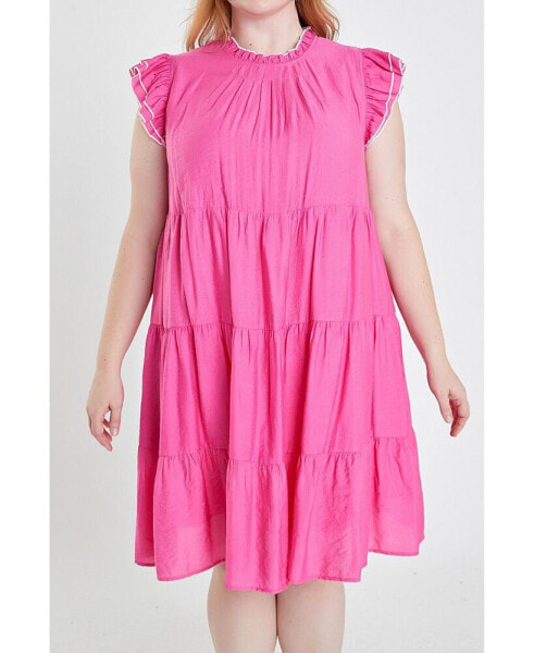 Women's Plus size Contrast Merrow Babydoll Dress