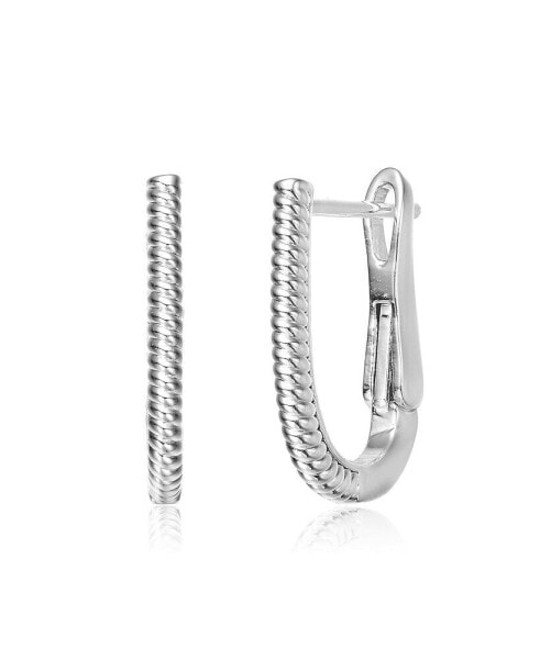 White Gold Plated "U" Small Hoop Earrings for Teens