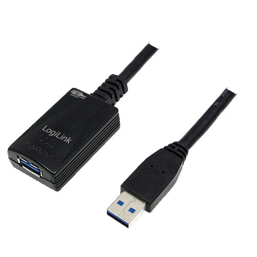 LogiLink 5.0m USB 3.0 M/F - 5 m - USB A - USB A - USB 3.2 Gen 1 (3.1 Gen 1) - Male/Female - Black