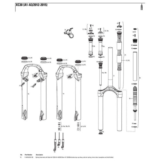 Вилка воздушная RockShox Solo Air XC30 26 80 (внутренности пружины)