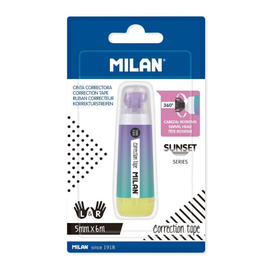 MILAN Blister Pack Cylindric Correction Tape 5 mmx6 m Sunset Series