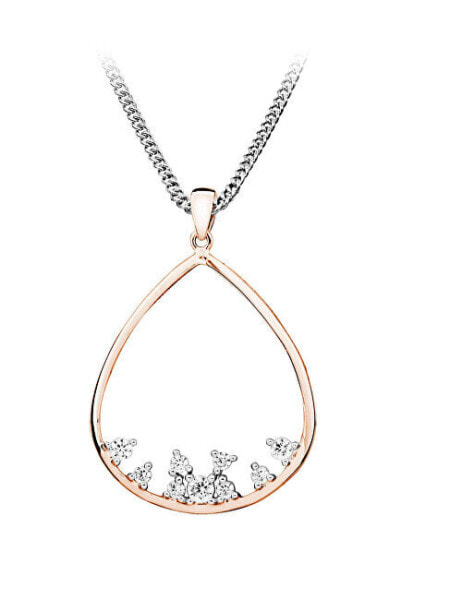 Stunning silver bicolor pendant with zircons P0000609