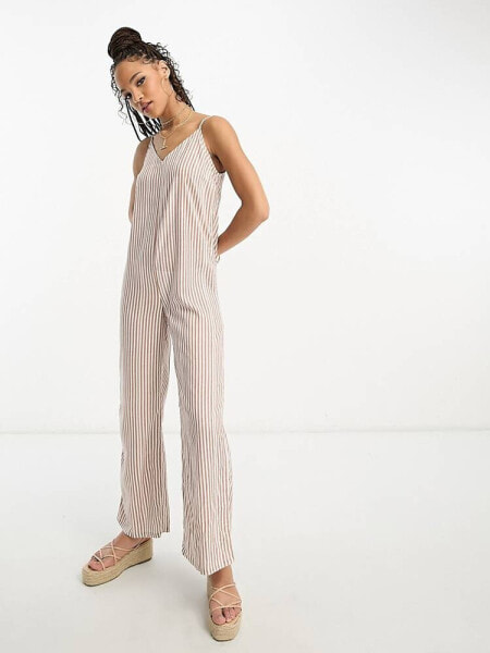 Wednesday's Girl stripe cami jumpsuit in rust